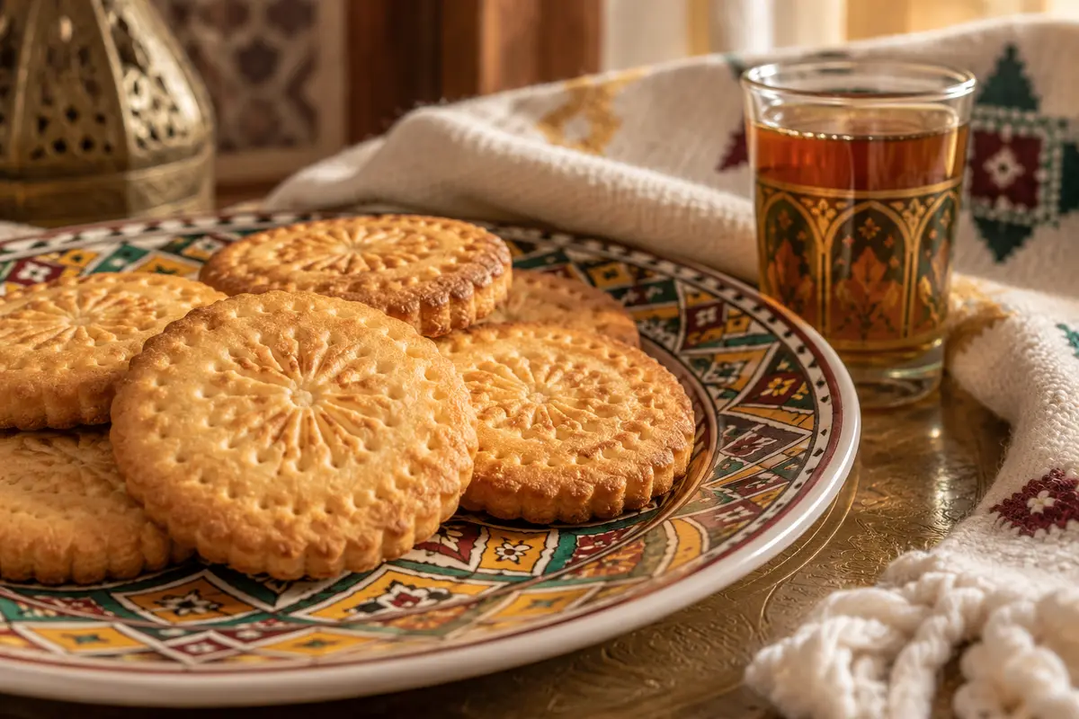 Golden traditional biscuits with Mauritanian tea